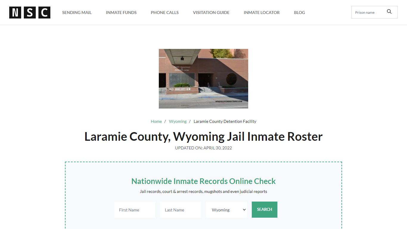 Laramie County, Wyoming Jail Inmate List